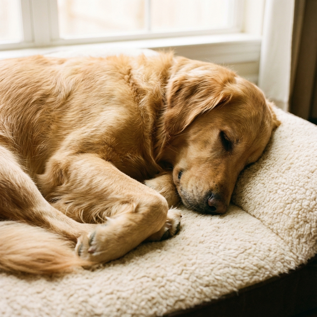 Sleeping dog looking calm and relaxed